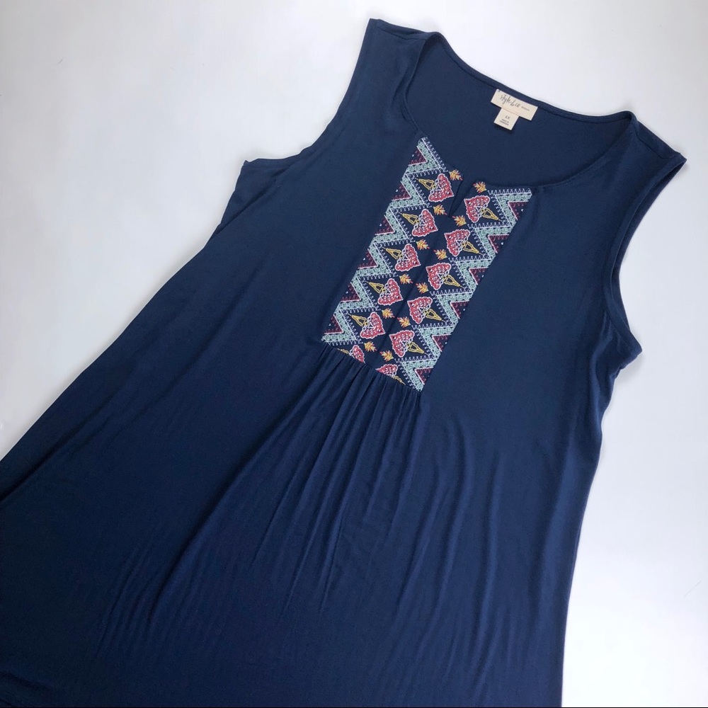 Style & Co Embroidered High Low Dress 0X 1X 2X - Picture 3 of 4